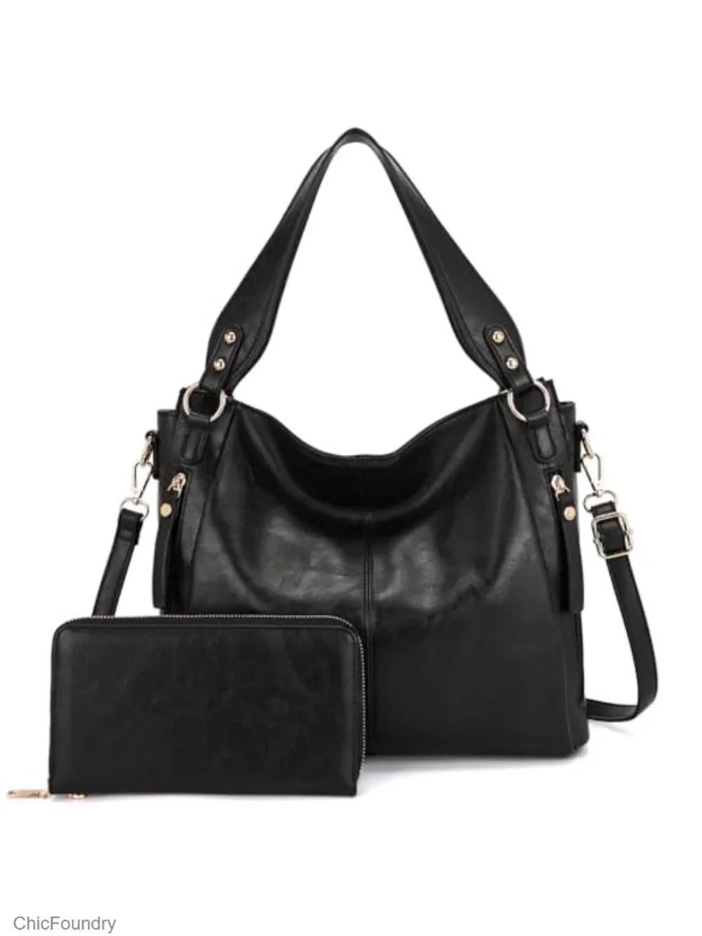 Women's Hobo Handbags Set of 2 with Wallet, RFID Blocking, Faux Leather Tote